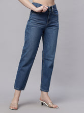 Zuya Whisker Mom Fit Denim Jeans - Effortless Vintage Cool - Stone Blue - MY3060 STONE HOLD